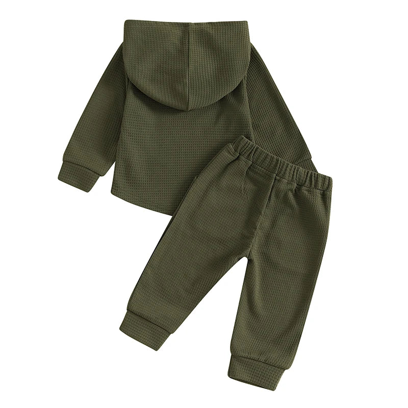Baby Boy Autumn 2PCS Hooded Outfit with Drawstring Pants