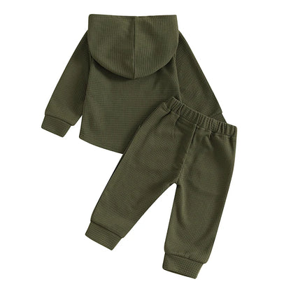 Baby Boy Autumn 2PCS Hooded Outfit with Drawstring Pants