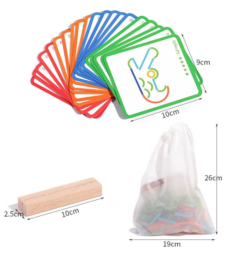 Wooden Sticks and Rings Puzzle for Early Childhood Learning