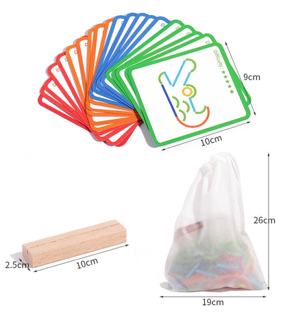 Wooden Sticks and Rings Puzzle for Early Childhood Learning