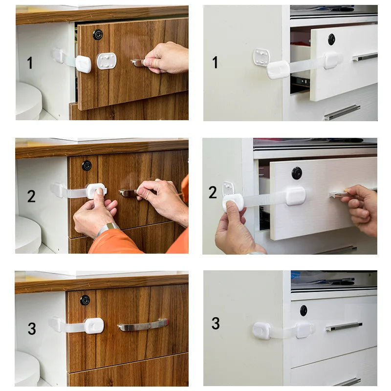 Child Safety Cabinet Locks - Adhesive Drawer Latches