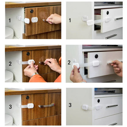 Child Safety Cabinet Locks - Adhesive Drawer Latches