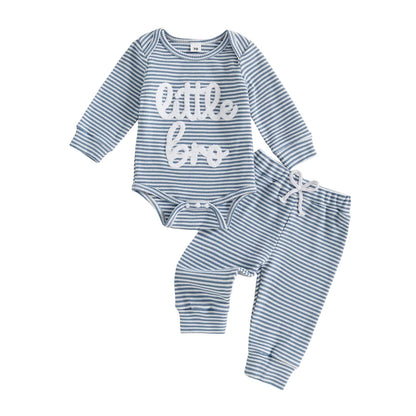 Newborn Baby Boy Striped Romper and Pants Outfit Set