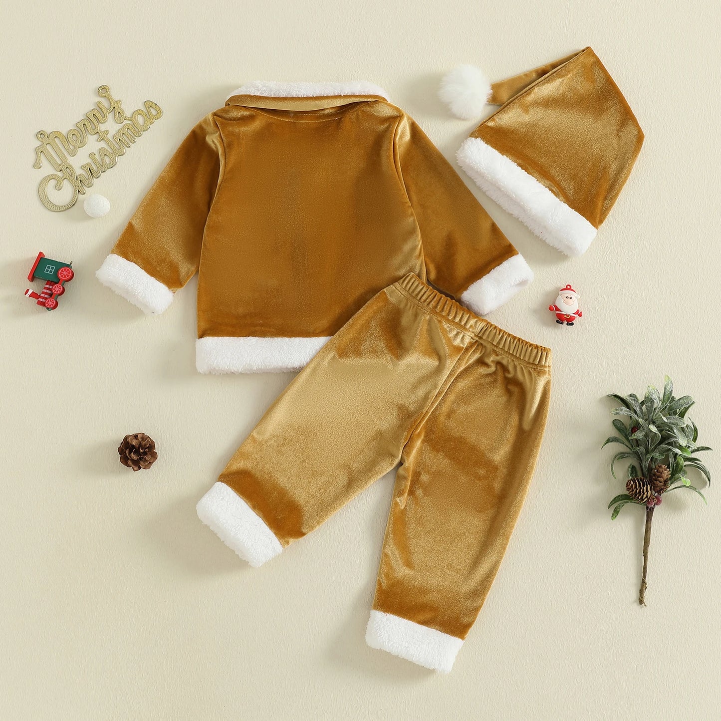 Velvet Christmas Outfit Set for Infant Boys and Girls