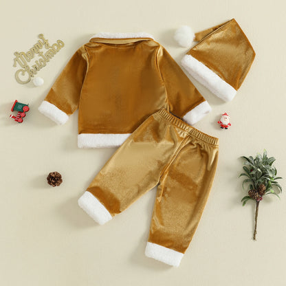 Velvet Christmas Outfit Set for Infant Boys and Girls
