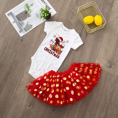 Baby Girls' Christmas Cake Smash Tutu Dress and Bodysuit Set