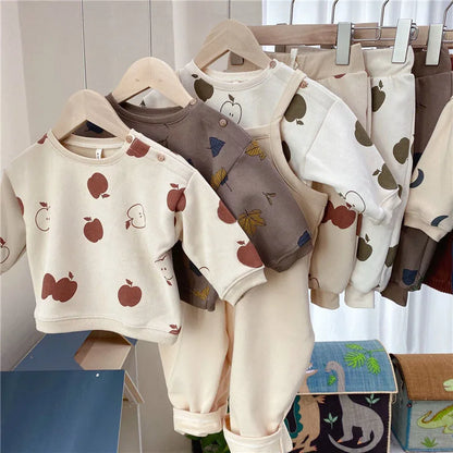 Toddler Fleece Sweater and Pants Set for Spring/Autumn