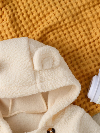 Cozy Fleece Hooded Jumpsuit for Newborns 3M-24M