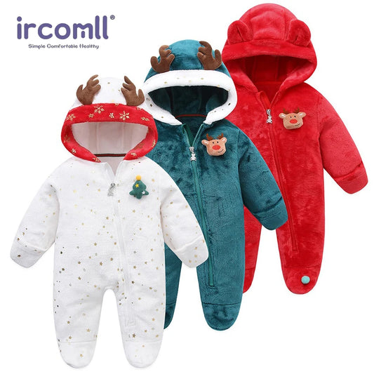 Newborn Fleece Christmas Elk Jumpsuit for Infants