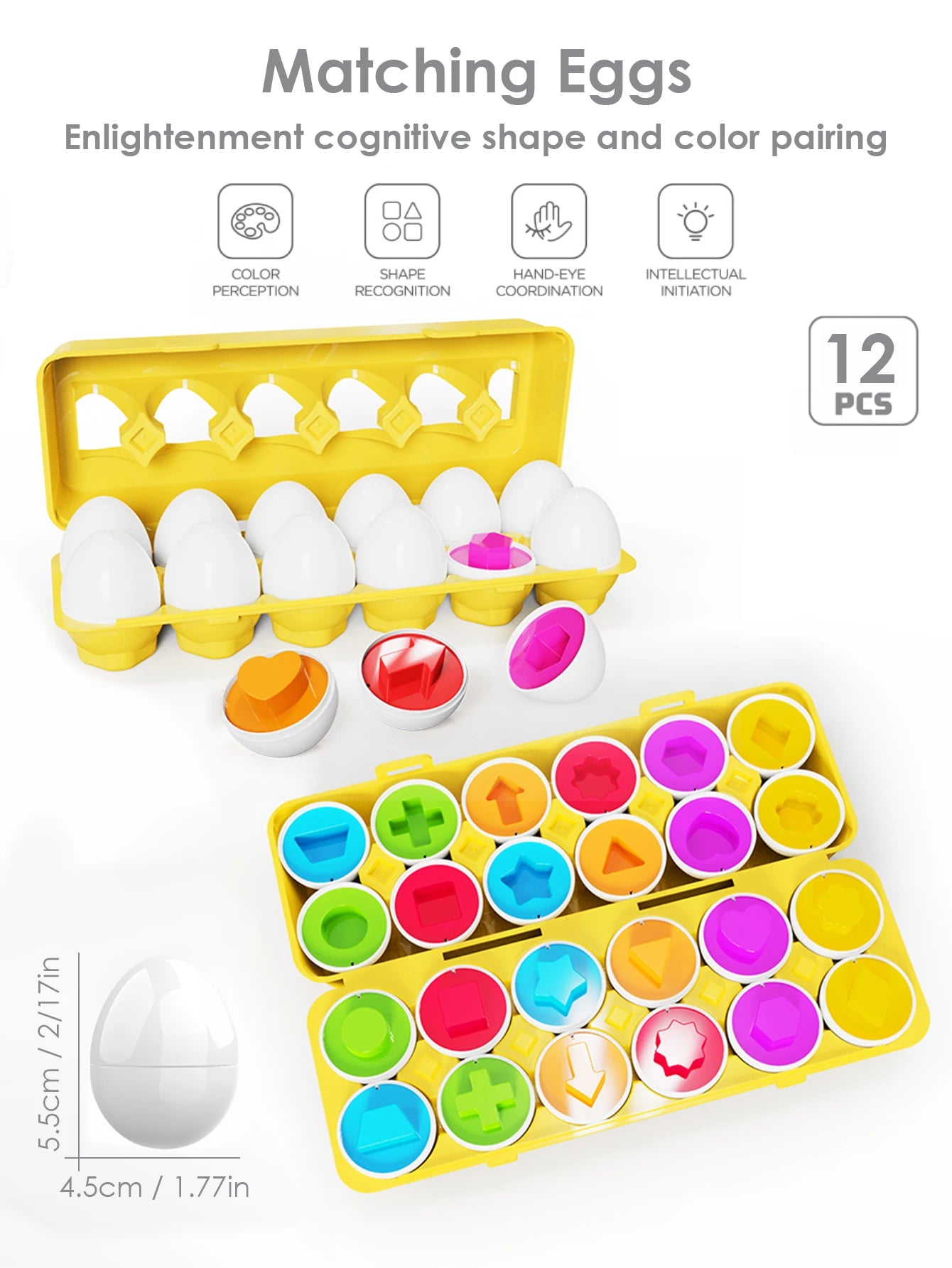 Montessori Color and Shape Matching Smart Eggs for Toddlers