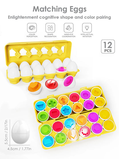 Montessori Color and Shape Matching Smart Eggs for Toddlers