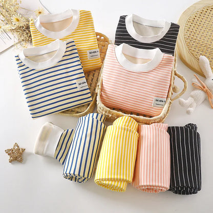 Warm Kids' Autumn/Winter Plush Top and Pants Set