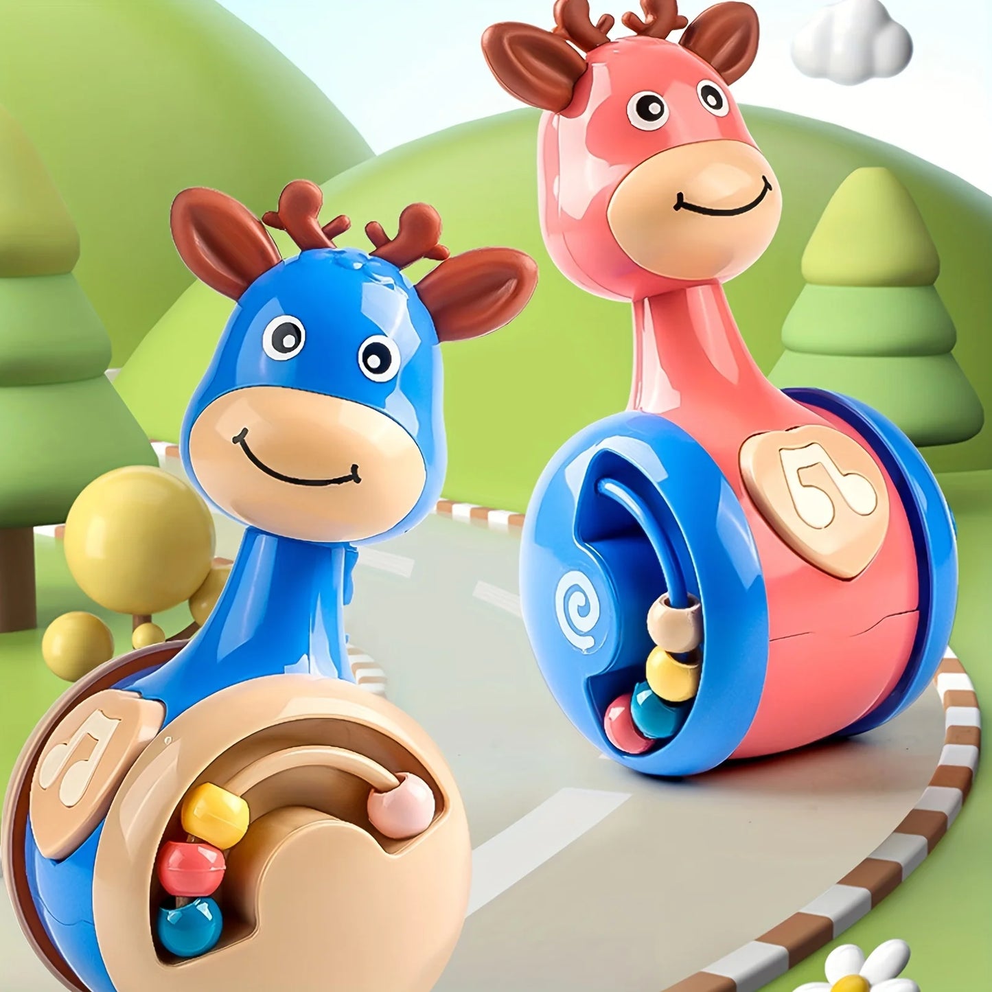 Fawn Sliding Tumblers Rattle Toy for Baby Learning and Play