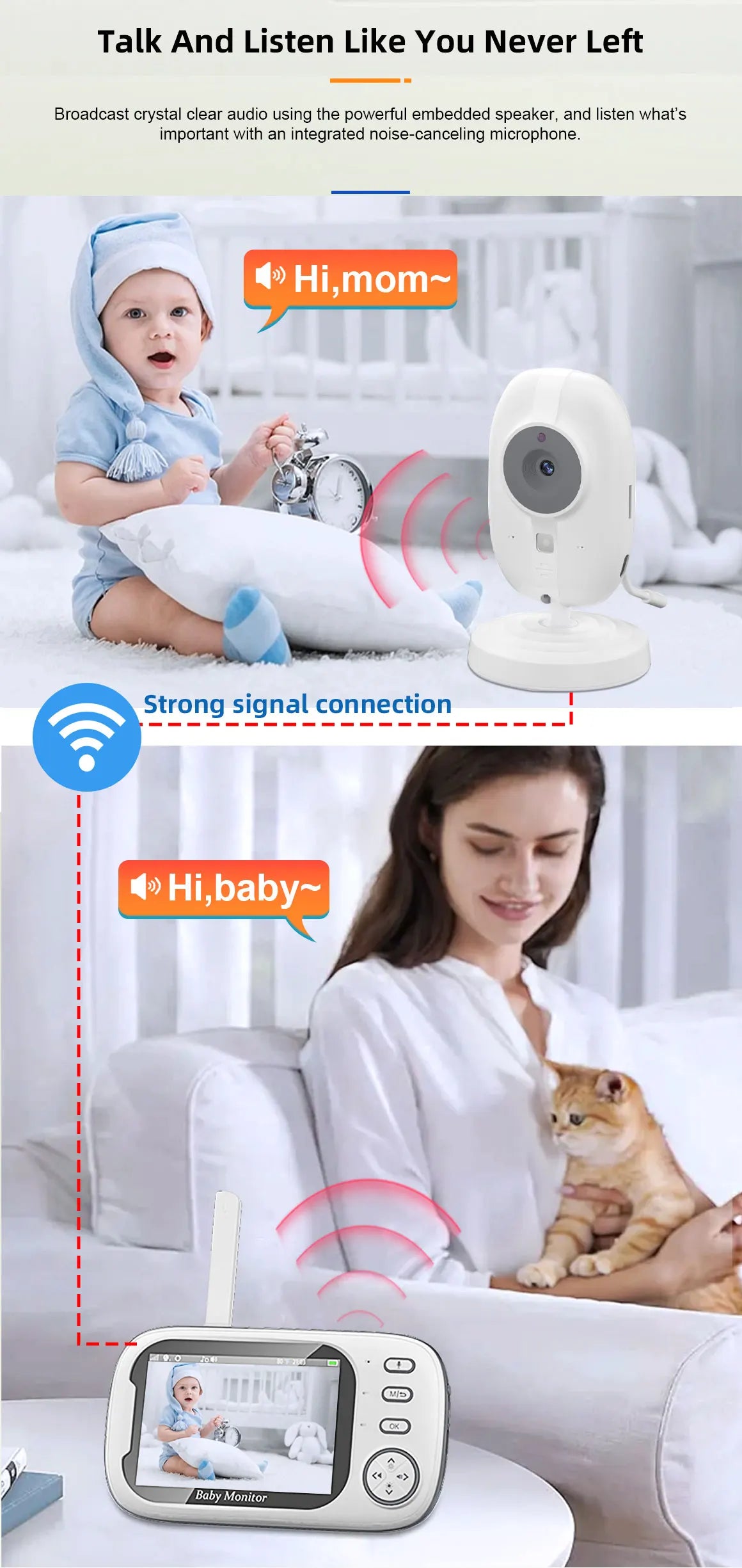 3.5 Inch Wireless Video Baby Monitor with Night Vision & Audio