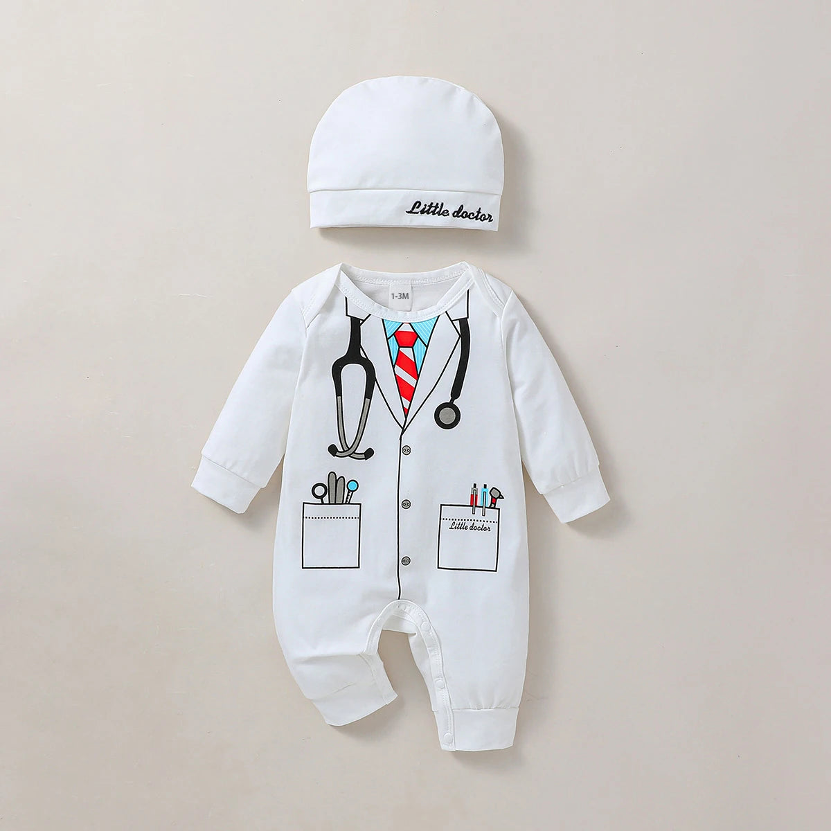 2-Pack Long Sleeve Baby Jumpsuit with Hat for All Seasons