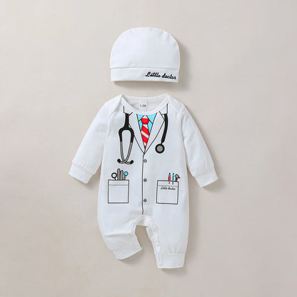 2-Pack Long Sleeve Baby Jumpsuit with Hat for All Seasons