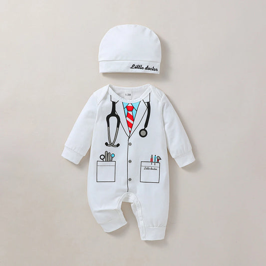2-Pack Long Sleeve Baby Jumpsuit with Hat for All Seasons