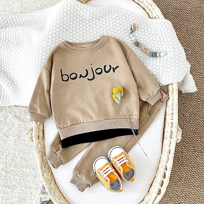 Toddler Boys Letter Hoodie and Pants Outfit Set