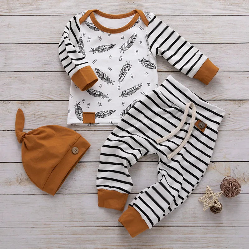 3-Piece Newborn Cotton Outfit Set for Autumn/Winter