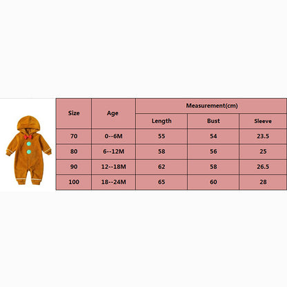 Christmas Fuzzy Hooded Jumpsuit for Infants 0-24M