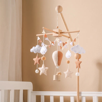 Wooden Hot Air Balloon Baby Crib Mobile and Rattle Toy