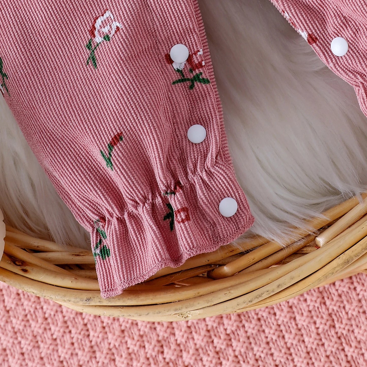 Floral Long Sleeve Romper Set for Baby Girls with Bow Headband