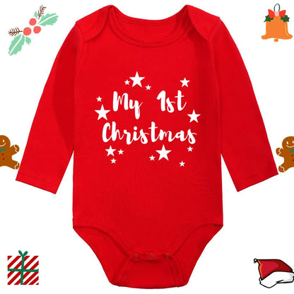 Santa Claus Elk Print Long Sleeve Baby Romper for Newborns