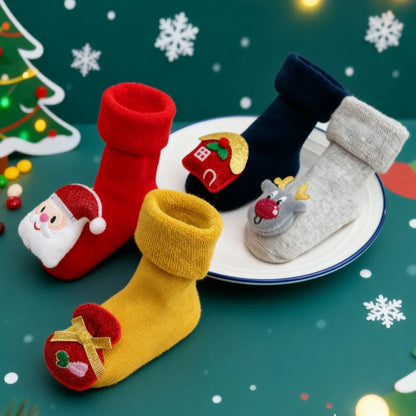 Non-slip Winter Socks for Newborns & Toddlers - Santa Design