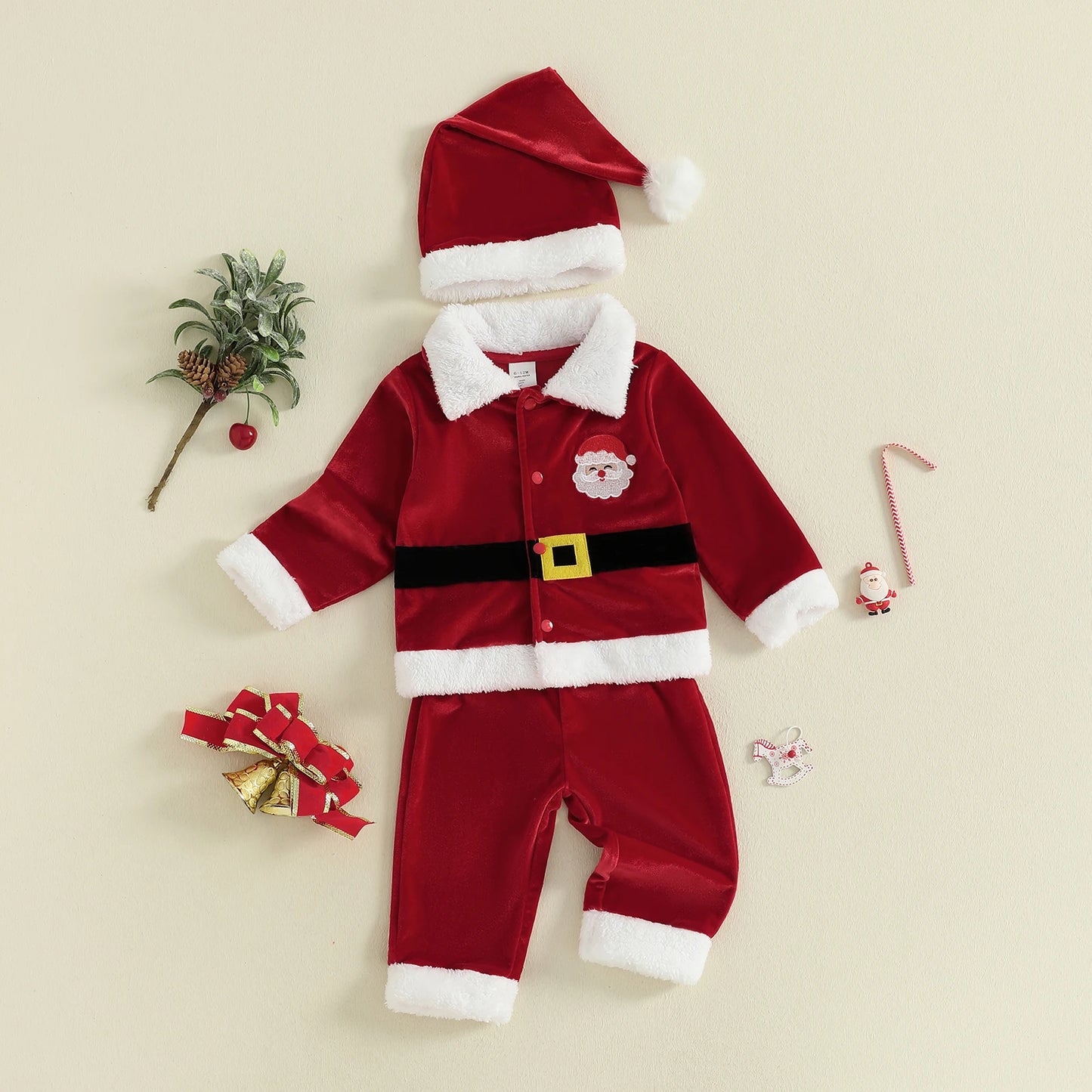 Velvet Christmas Outfit Set for Infant Boys and Girls
