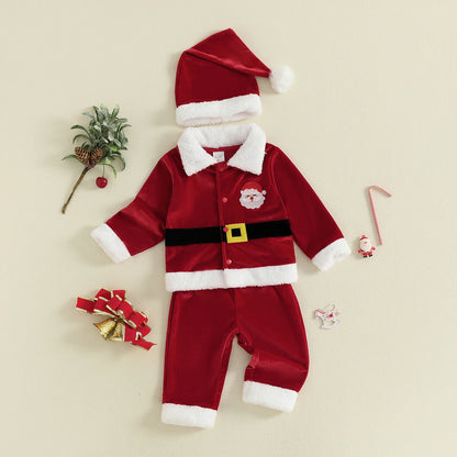 Velvet Christmas Outfit Set for Infant Boys and Girls