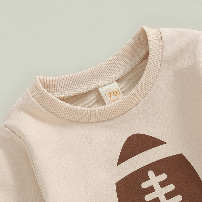 Toddler Football Print Sweatshirt and Pants Set for Kids