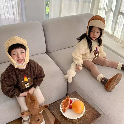 Children's Cartoon Warm Leggings with Feet for Cold Weather