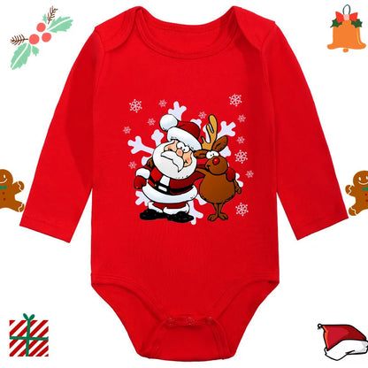 Santa Claus Elk Print Long Sleeve Baby Romper for Newborns