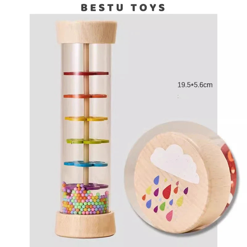 Wooden Rain Sound Pipe Toy for Early Educational Play