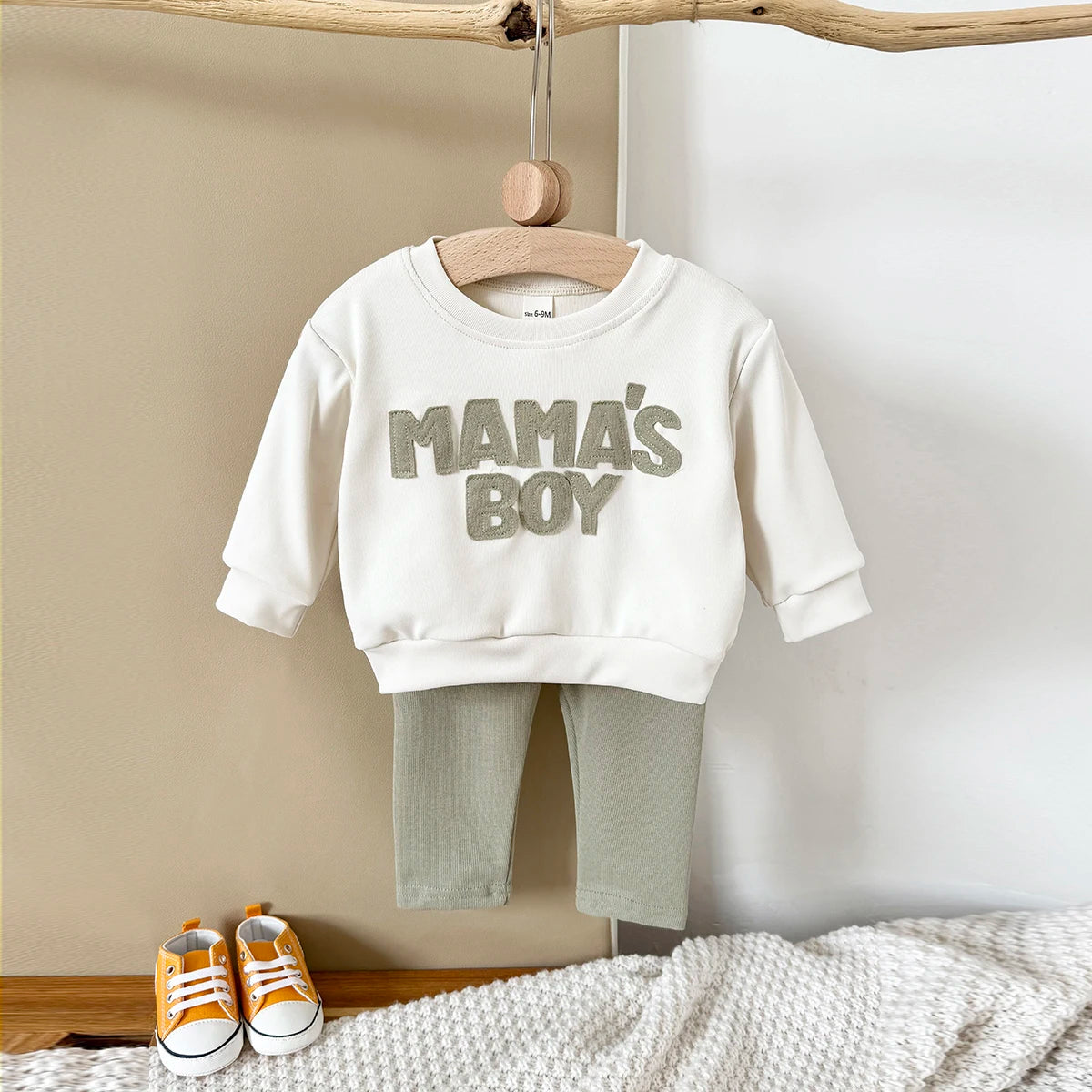MAMA'S BOY Baby Outfit Set - Long Sleeve Sweatshirt & Pants