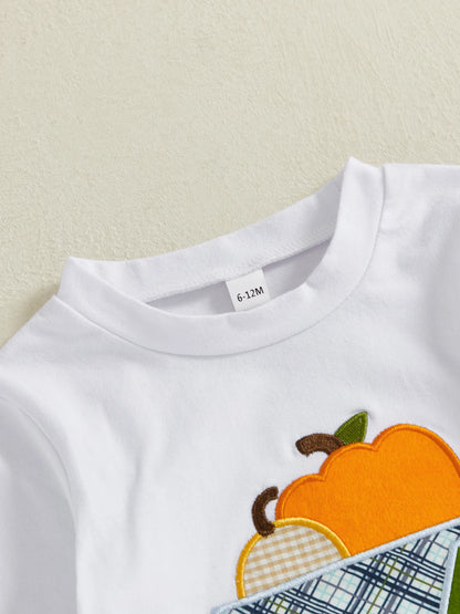 Pumpkin Embroidery Toddler Boy Halloween Sweatshirt & Pants Set