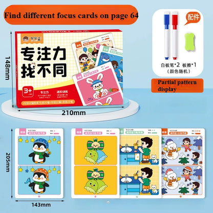 64pcs Montessori Educational Game Cards for Kids' Focus Training