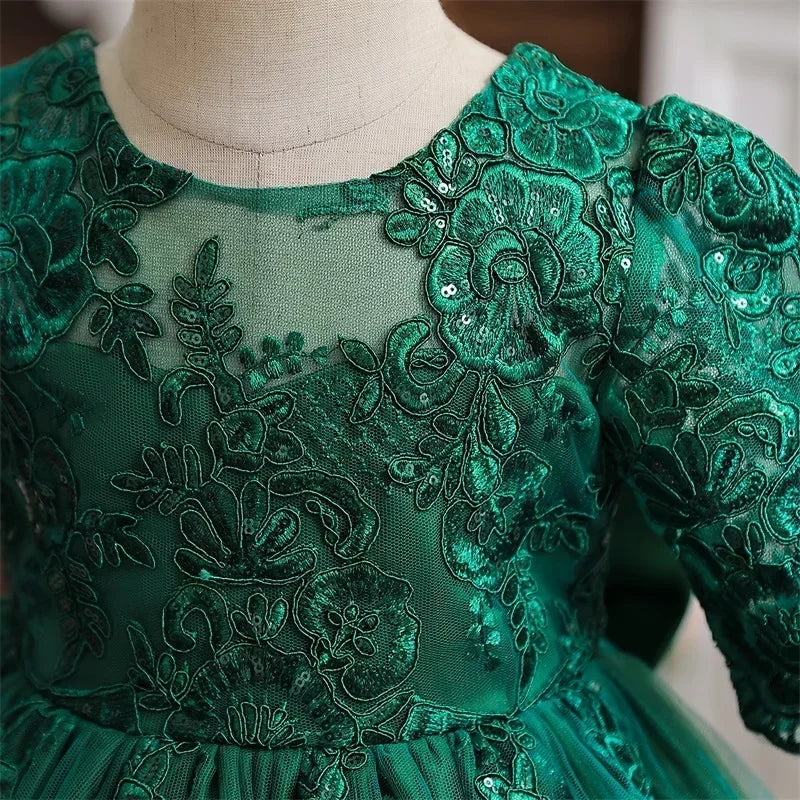 Toddler Girls Floral Embroidery Dress for Special Occasions