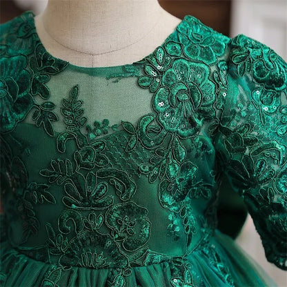 Toddler Girls Floral Embroidery Dress for Special Occasions