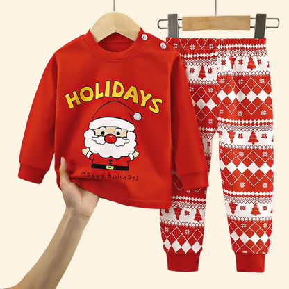 Kids' Cotton Christmas Pajama Set for Boys and Girls