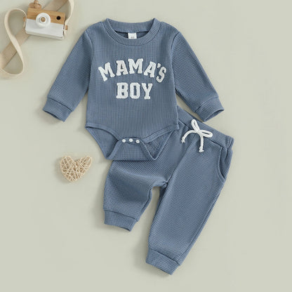Baby Boy Embroidered Long Sleeve Romper and Pants Set