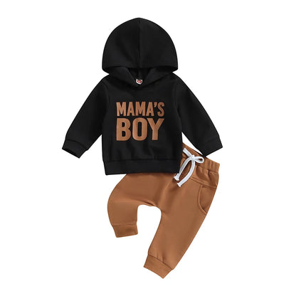 Toddler Boys Hoodie and Pants Set, Letter Print Fall Outfit