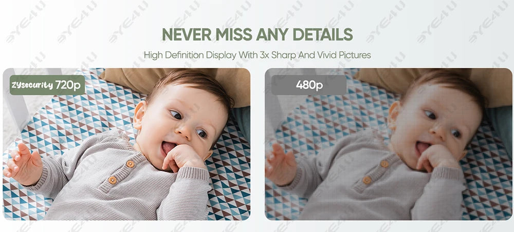5-Inch PTZ Video Baby Monitor with Camera and Temperature Sensor
