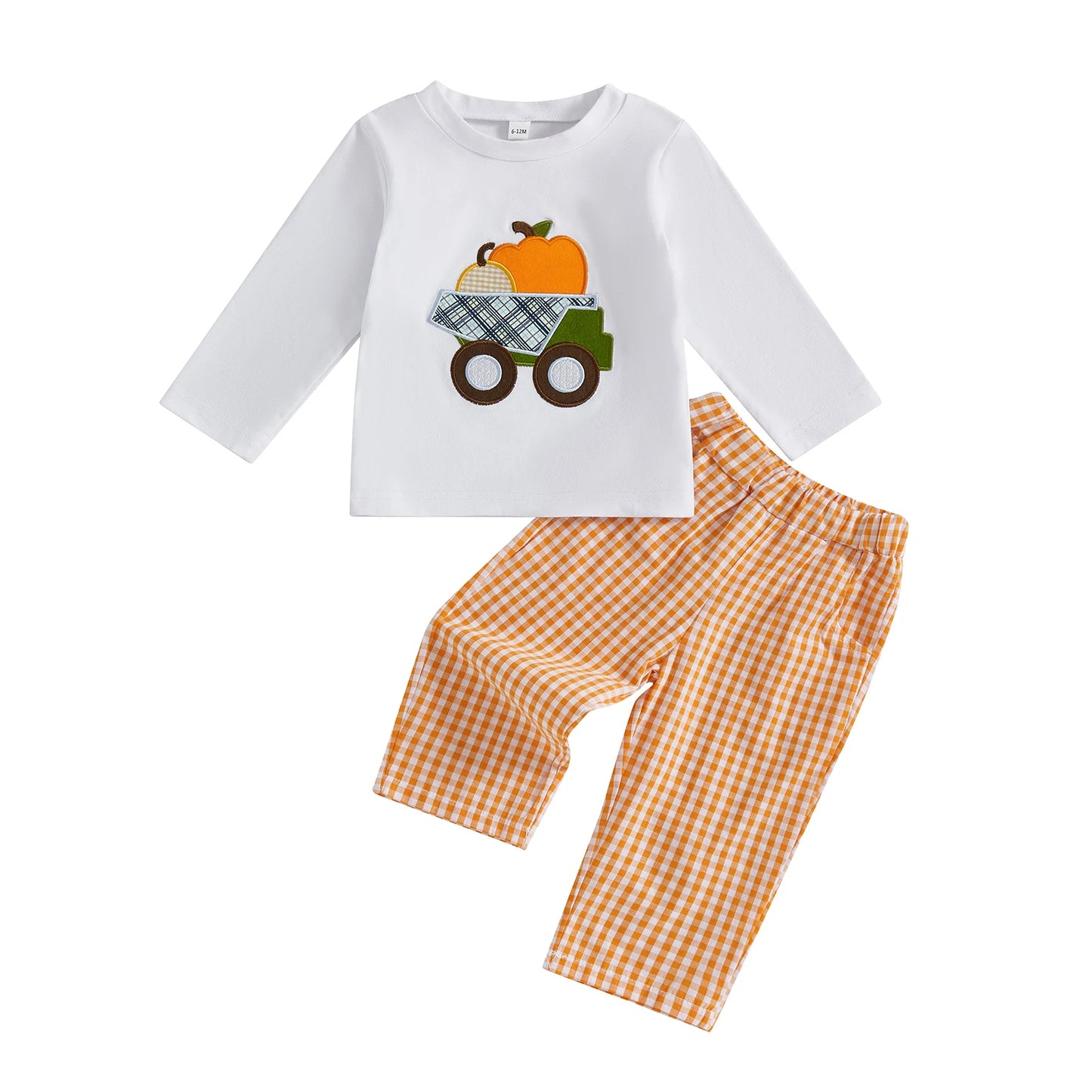 Pumpkin Embroidery Toddler Boy Halloween Sweatshirt & Pants Set