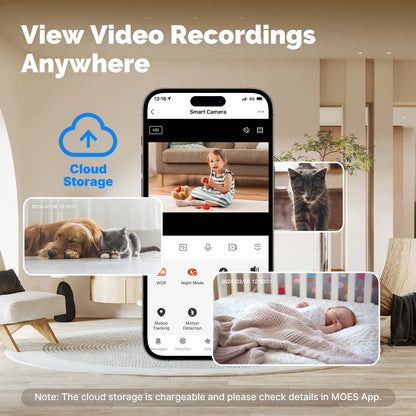 4MP WiFi Indoor Pan/Tilt Security Camera with Night Vision