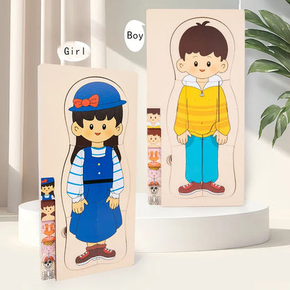 Wooden Human Body Puzzle for Kids - Educational Learning Toy
