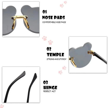 Cute Bear Ears Rimless Sunglasses for Kids