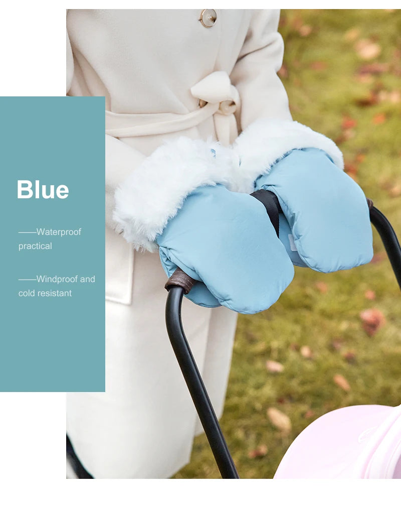 Winter Stroller Gloves – Windproof, Warm, Cute Bear Design, Waterproof Pram Accessory