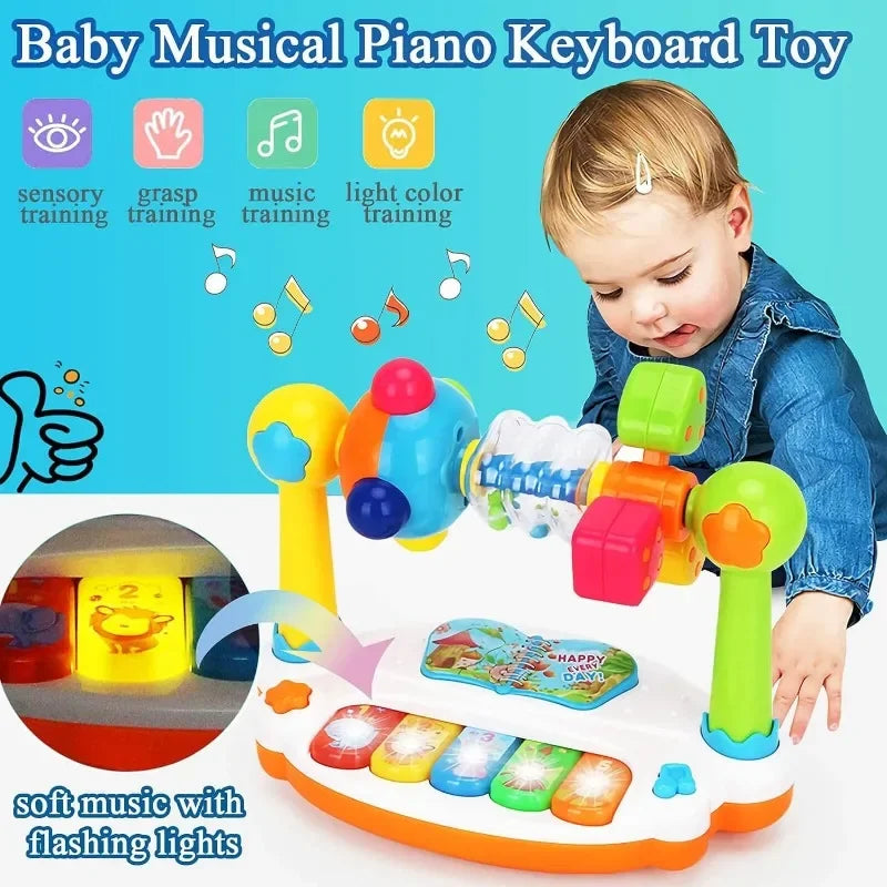 Rotating Musical Piano Keyboard for Toddlers with Lights