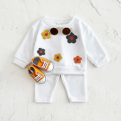 Floral Sweatshirt and Pants Set for Newborn Babies